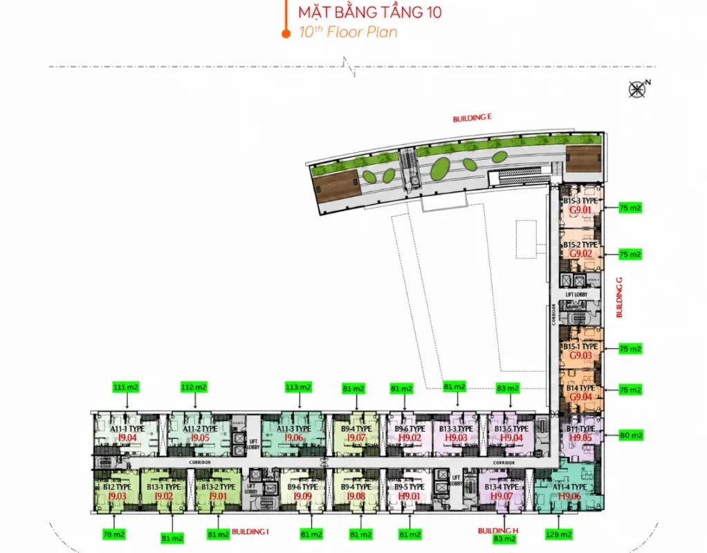 Mặt bằng tầng 10 M8B