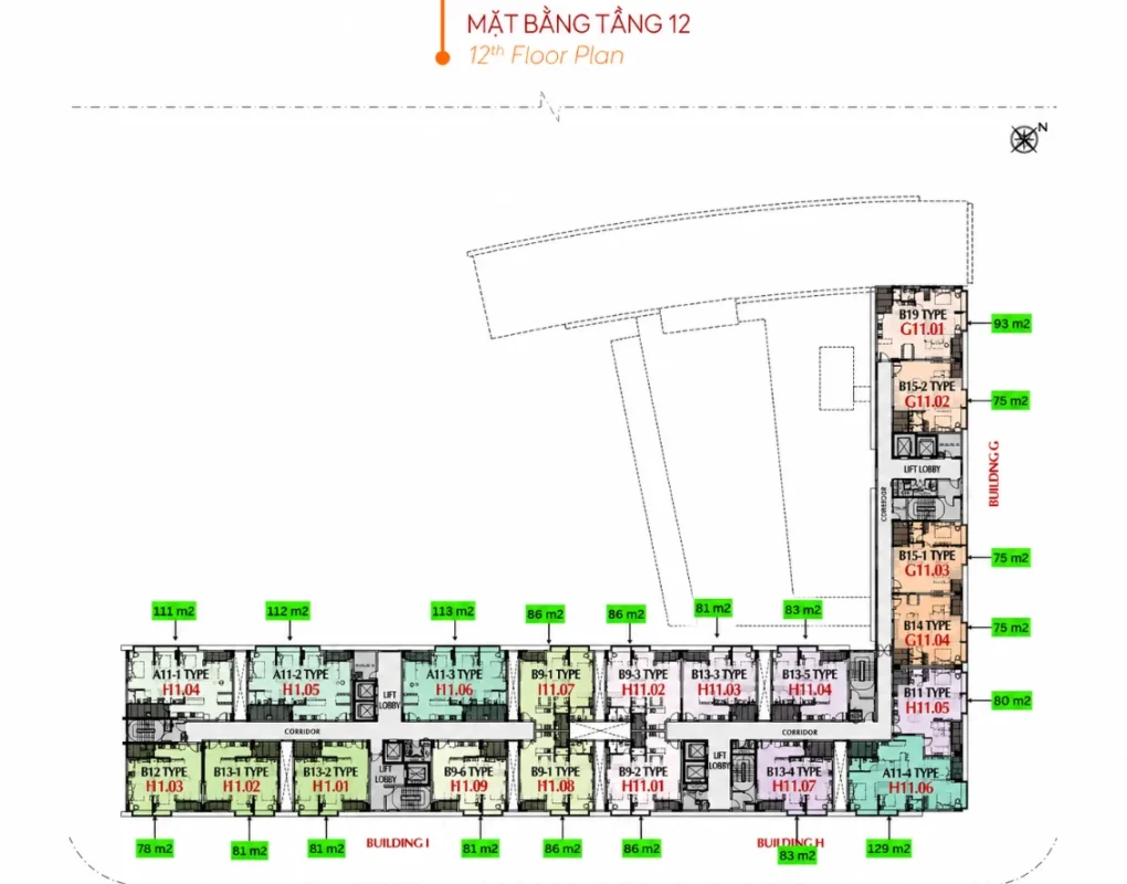 Mặt bằng tầng 12 M8B