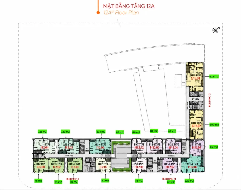 Mặt bằng tầng 12A M8B