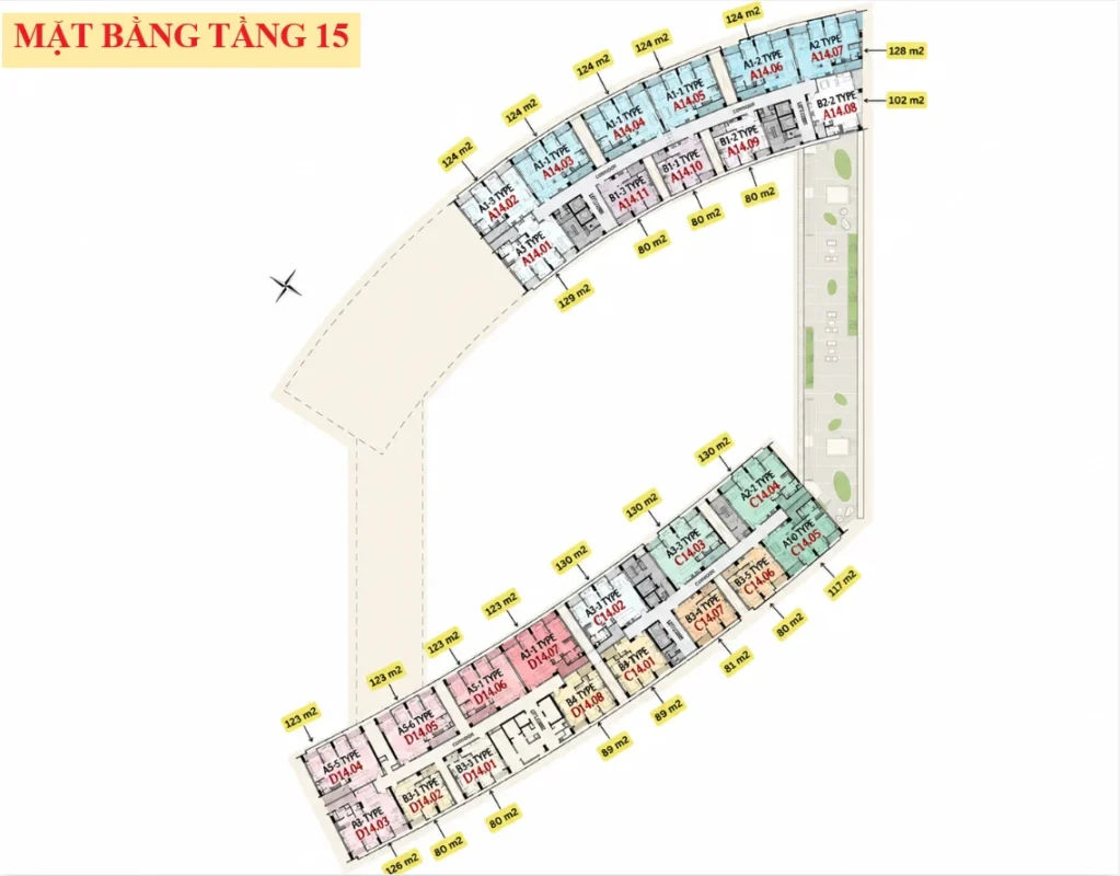 Mặt bằng tầng 15