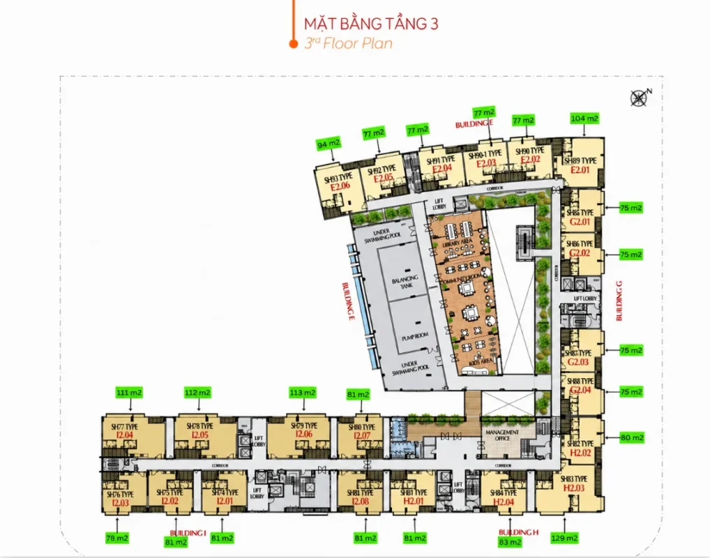 Mặt bằng tầng 3 m8b