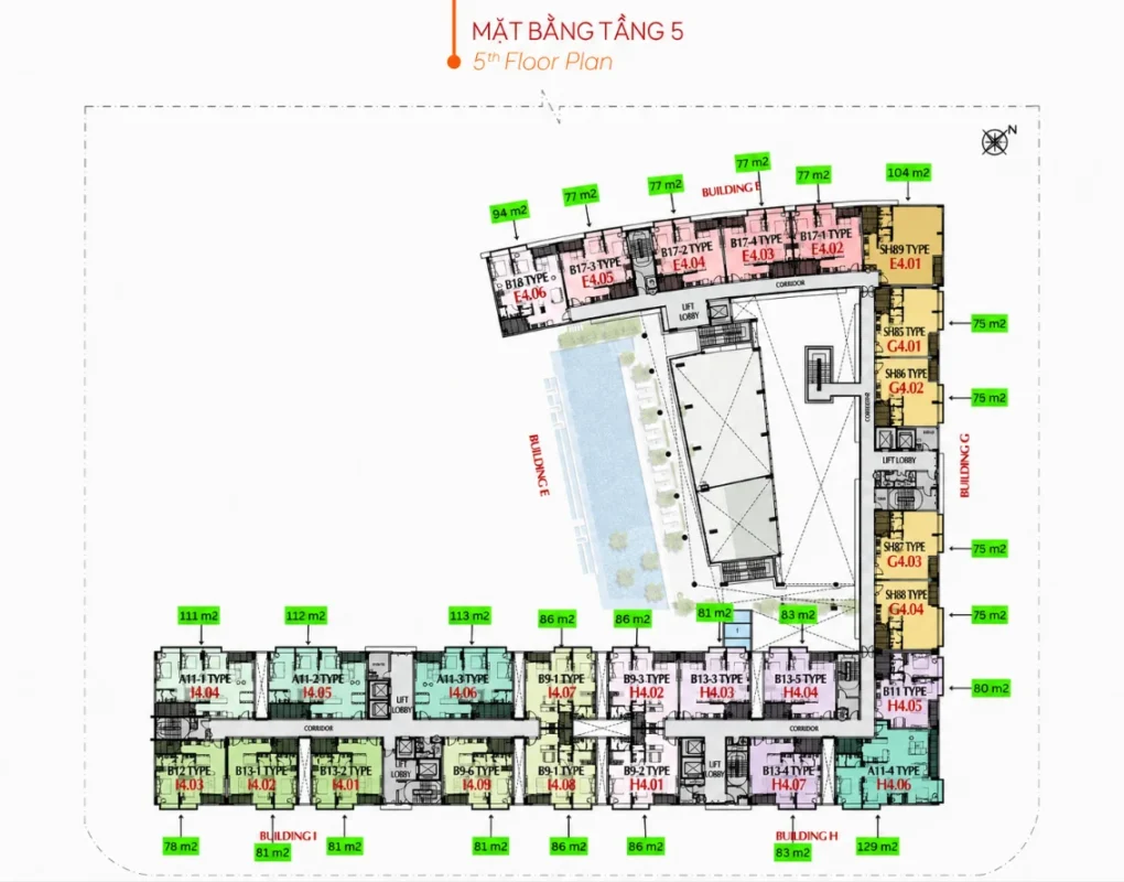 Mặt bằng tầng 5 M8B