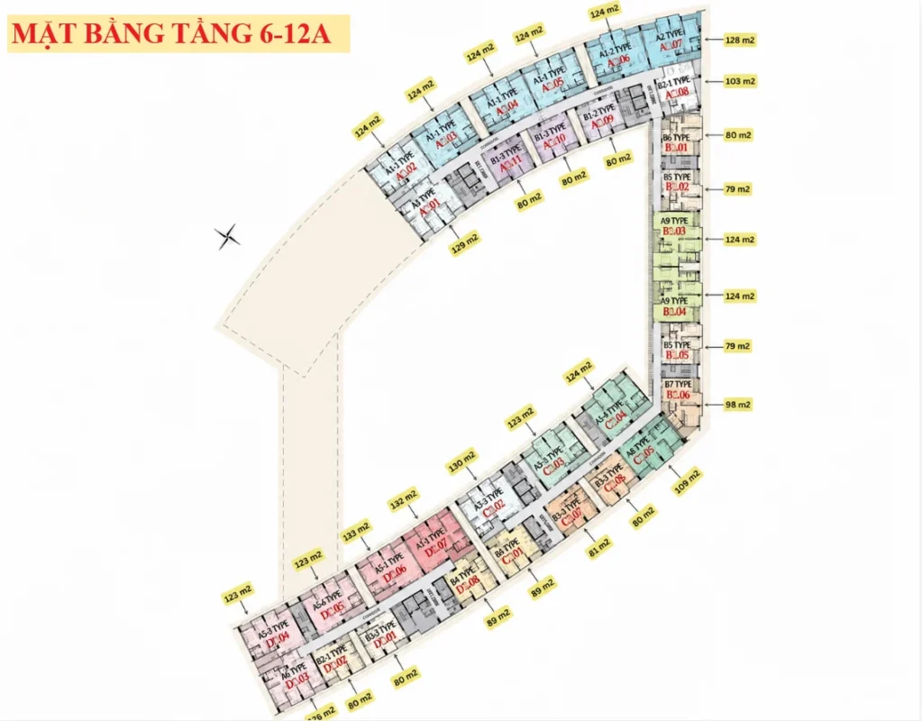Mặt bằng tầng 6-12A