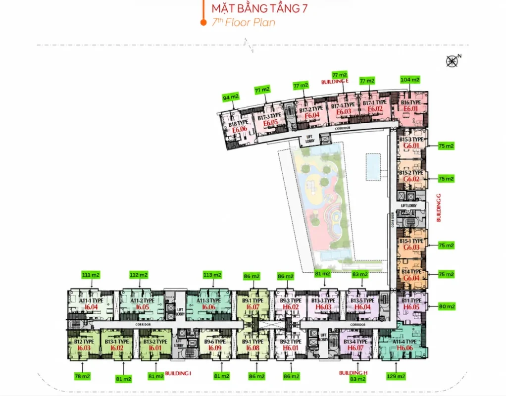 Mặt bằng tầng 7 M8B