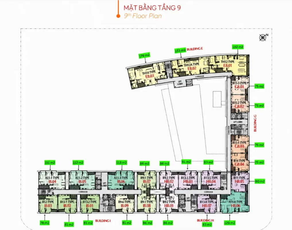 Mặt bằng tầng 9 M8B