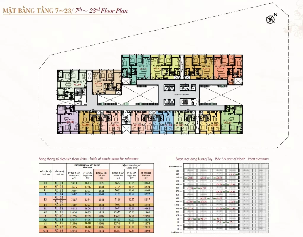 Mặt bằng tầng 7-23